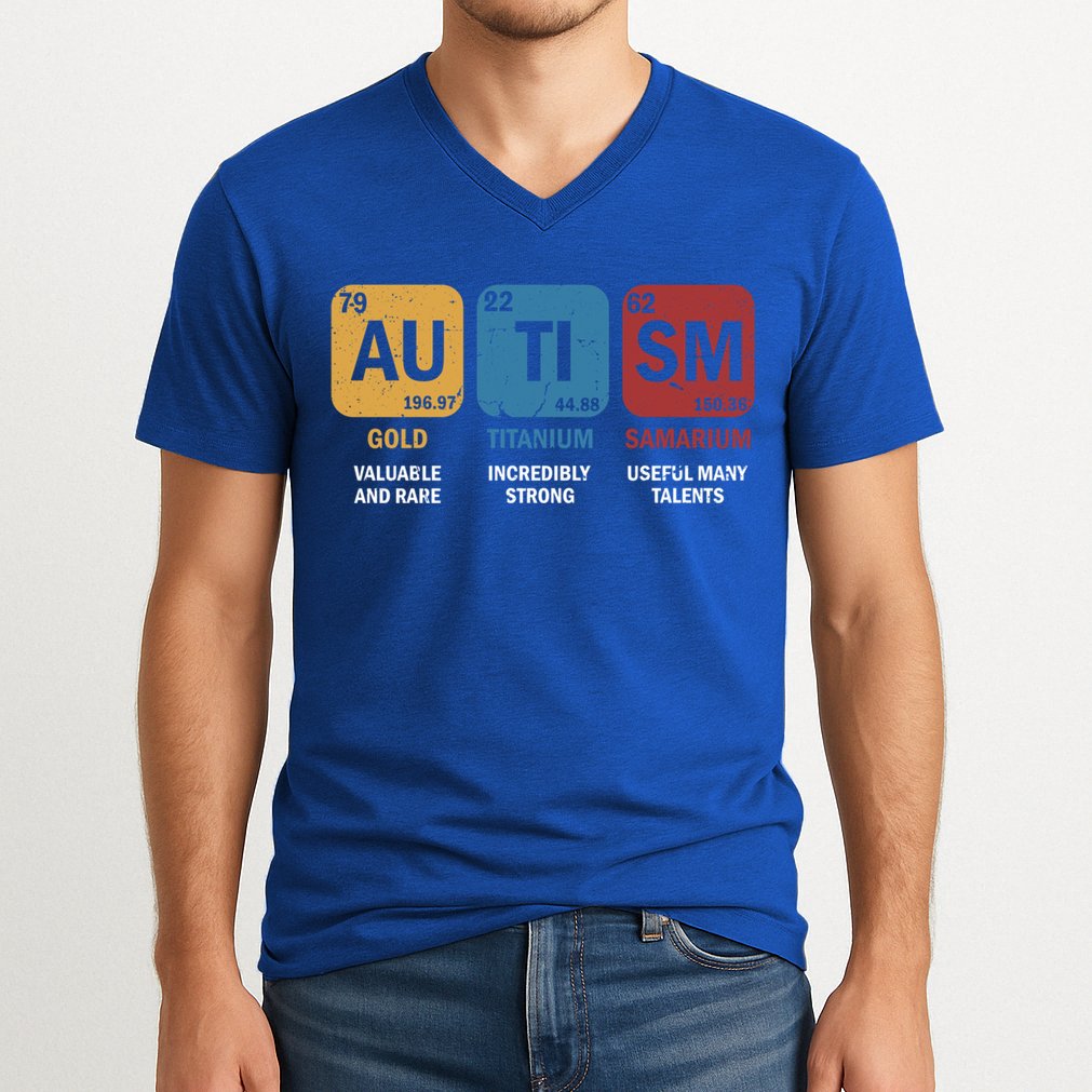 Autism Awareness Elets Periodic Table Asd Chemistry Gift V-Neck T-Shirt