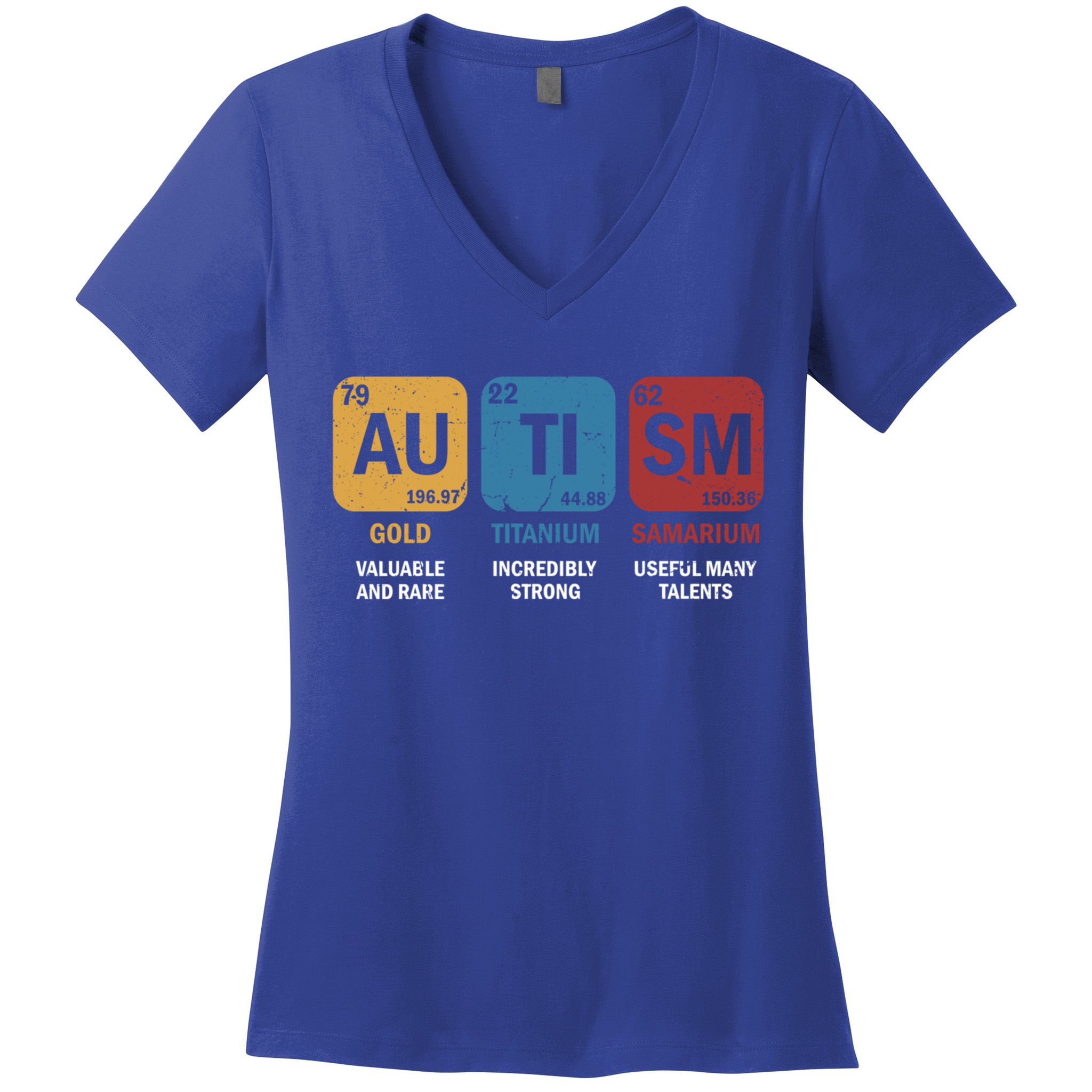 Autism Awareness Elets Periodic Table Asd Chemistry Gift Women's V-Neck T-Shirt