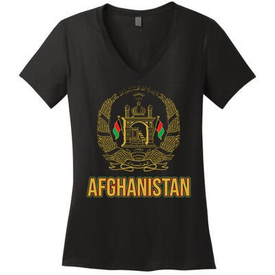 AFG Afghanistan Emblem Women's V-Neck T-Shirt