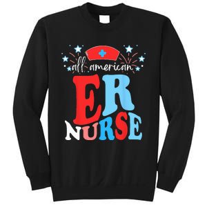 All American ER Nurse 4th of July Red White Blue Scrub Top Sweatshirt