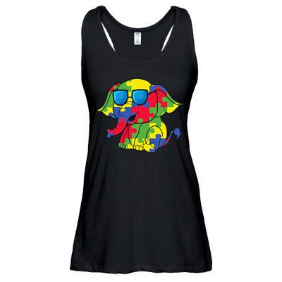 Autism Awareness Elephant Puzzle Pieces Gifts Ladies Essential Flowy Tank