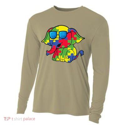 Autism Awareness Elephant Puzzle Pieces Gifts Cooling Performance Long Sleeve Crew