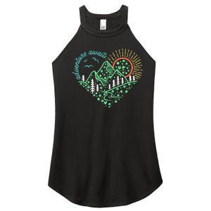 Adventure Awaits Explore More Nature Hiking Camping Women's Perfect Tri Rocker Tank