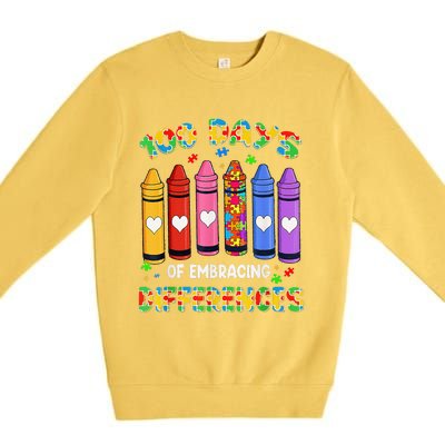 Autism Awareness Embrace Differences 100 Days Of School Premium Crewneck Sweatshirt