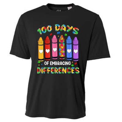 Autism Awareness Embrace Differences 100 Days Of School Cooling Performance Crew T-Shirt