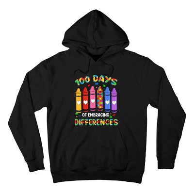 Autism Awareness Embrace Differences 100 Days Of School Hoodie