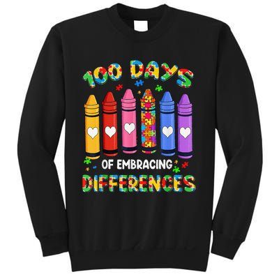 Autism Awareness Embrace Differences 100 Days Of School Sweatshirt