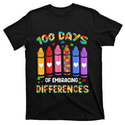 Autism Awareness Embrace Differences 100 Days Of School T-Shirt