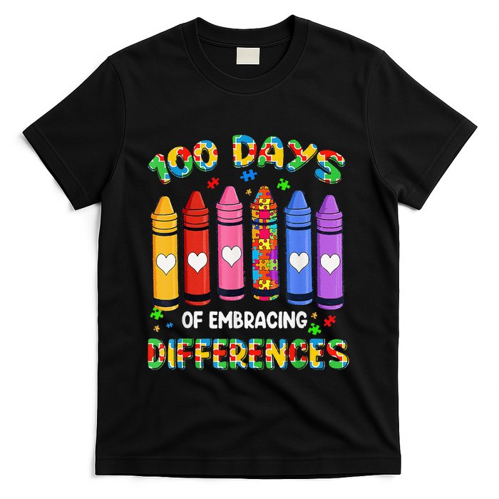 Autism Awareness Embrace Differences 100 Days Of School T-Shirt