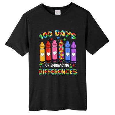 Autism Awareness Embrace Differences 100 Days Of School Tall Fusion ChromaSoft Performance T-Shirt