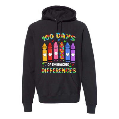 Autism Awareness Embrace Differences 100 Days Of School Premium Hoodie