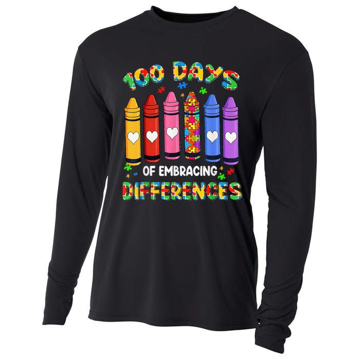 Autism Awareness Embrace Differences 100 Days Of School Cooling Performance Long Sleeve Crew