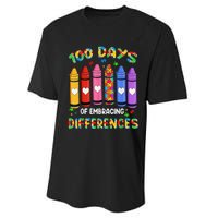 Autism Awareness Embrace Differences 100 Days Of School Performance Sprint T-Shirt