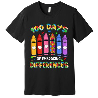 Autism Awareness Embrace Differences 100 Days Of School Premium T-Shirt