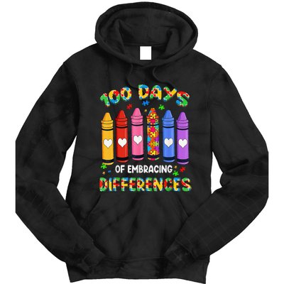 Autism Awareness Embrace Differences 100 Days Of School Tie Dye Hoodie