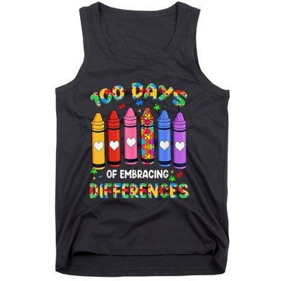 Autism Awareness Embrace Differences 100 Days Of School Tank Top