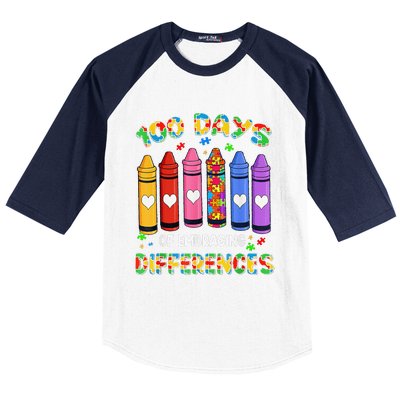 Autism Awareness Embrace Differences 100 Days Of School Baseball Sleeve Shirt