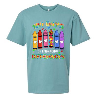 Autism Awareness Embrace Differences 100 Days Of School Sueded Cloud Jersey T-Shirt