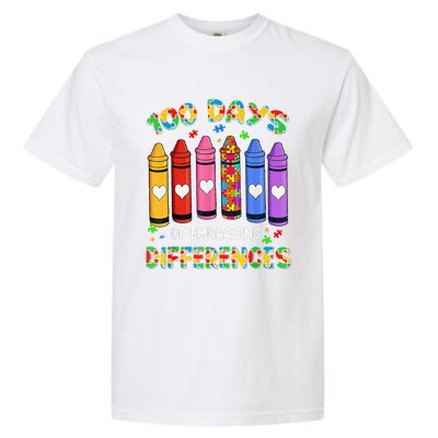 Autism Awareness Embrace Differences 100 Days Of School Garment-Dyed Heavyweight T-Shirt