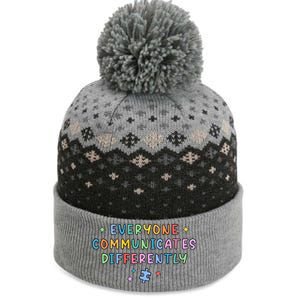 Autism Awareness Everyone Communicates Differently Puzzle Funny Gift The Baniff Cuffed Pom Beanie