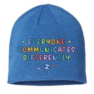 Autism Awareness Everyone Communicates Differently Puzzle Funny Gift Sustainable Beanie