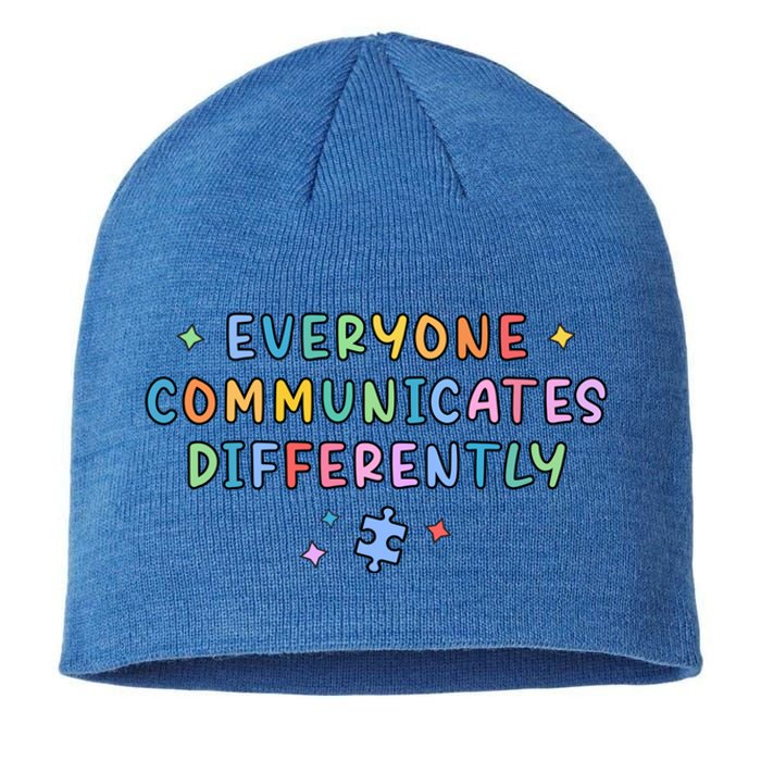 Autism Awareness Everyone Communicates Differently Puzzle Funny Gift Sustainable Beanie