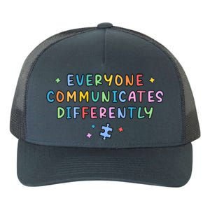 Autism Awareness Everyone Communicates Differently Puzzle Funny Gift Yupoong Adult 5-Panel Trucker Hat