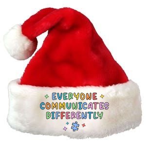 Autism Awareness Everyone Communicates Differently Puzzle Funny Gift Premium Christmas Santa Hat