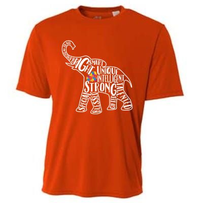 Autism Awareness Elephant Gift Heart Puzzle Piece Gift Cooling Performance Crew T-Shirt