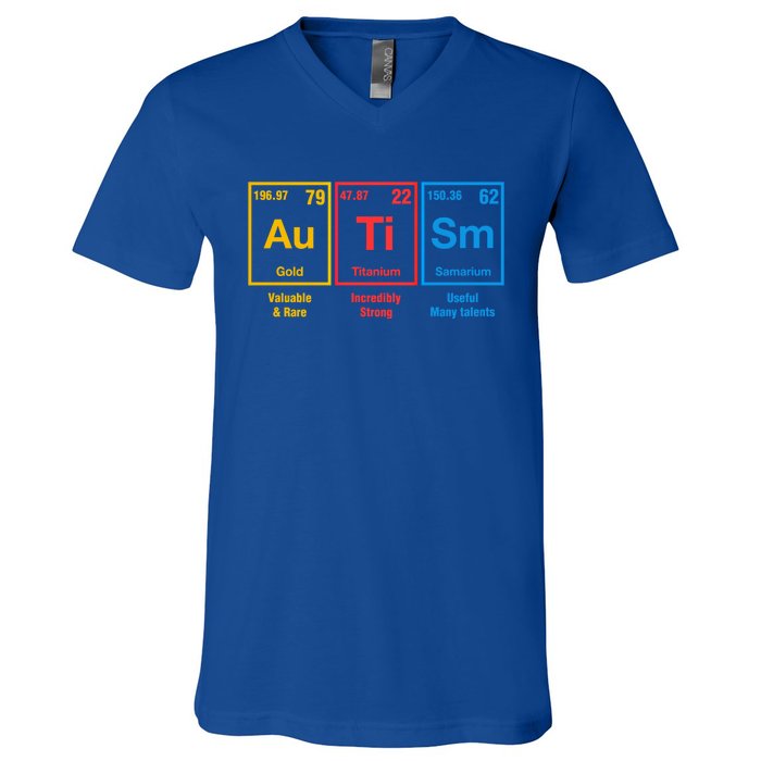 Autism Awareness Elets Periodic Table Asd Cute Gift V-Neck T-Shirt