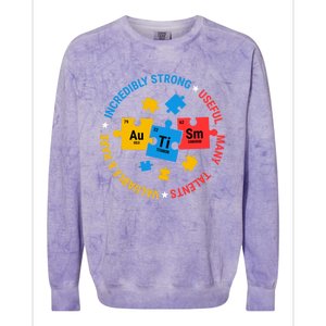 Autism Awareness Elets Periodic Table Asd Meaningful Gift Colorblast Crewneck Sweatshirt