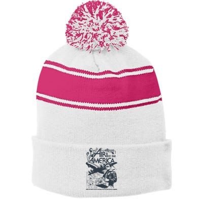 Air America Est1946 Stripe Pom Pom Beanie