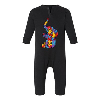 Autism Awareness Elephant Puzzle Pieces Infant Fleece One Piece