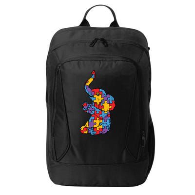 Autism Awareness Elephant Puzzle Pieces City Backpack
