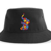 Autism Awareness Elephant Puzzle Pieces Sustainable Bucket Hat