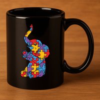 Autism Awareness Elephant Puzzle Pieces 11oz C Handle Ceramic Mug