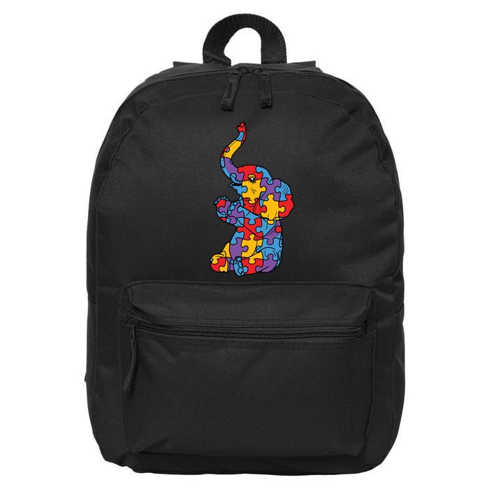 Autism Awareness Elephant Puzzle Pieces 16 in Basic Backpack