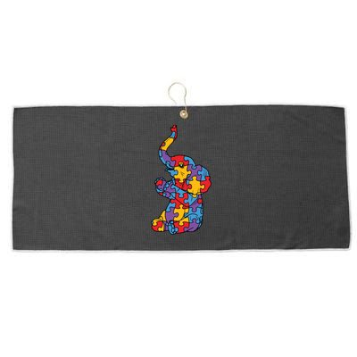 Autism Awareness Elephant Puzzle Pieces Large Microfiber Waffle Golf Towel