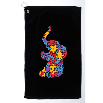 Autism Awareness Elephant Puzzle Pieces Platinum Collection Golf Towel