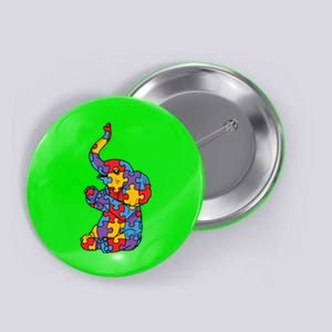 Autism Awareness Elephant Puzzle Pieces Button