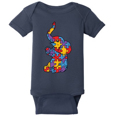 Autism Awareness Elephant Puzzle Pieces Baby Bodysuit