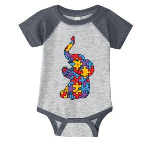 Autism Awareness Elephant Puzzle Pieces Infant Baby Jersey Bodysuit