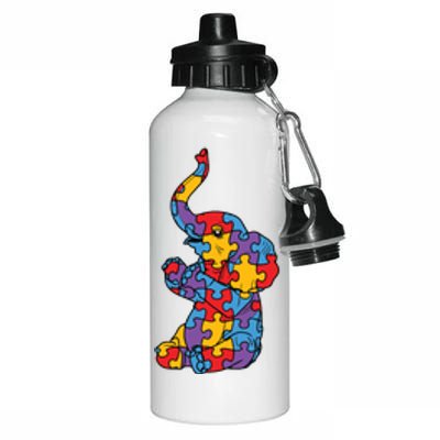 Autism Awareness Elephant Puzzle Pieces Aluminum Water Bottle 