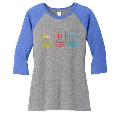 Autism Awareness Elements Periodic Table ASD Women's Tri-Blend 3/4-Sleeve Raglan Shirt