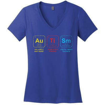 Autism Awareness Elements Periodic Table ASD Women's V-Neck T-Shirt