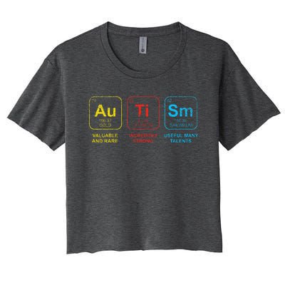 Autism Awareness Elements Periodic Table ASD Women's Crop Top Tee