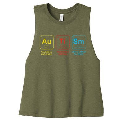 Autism Awareness Elements Periodic Table ASD Women's Racerback Cropped Tank