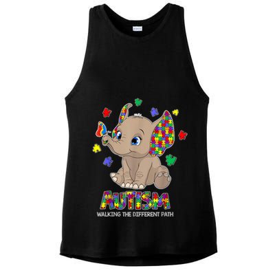 Autism Awareness Elephant Walking The Different Path Puzzle Ladies PosiCharge Tri-Blend Wicking Tank