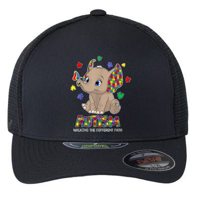 Autism Awareness Elephant Walking The Different Path Puzzle Flexfit Unipanel Trucker Cap