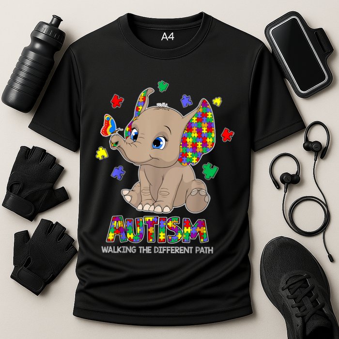 Autism Awareness Elephant Walking The Different Path Puzzle Performance Shirt